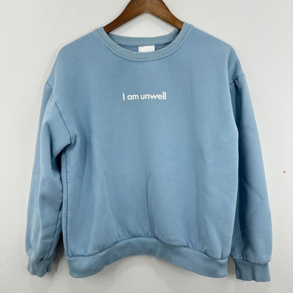 Barstool Sports I Am Unwell Blue‎ Crewneck Sweatshirt Womens Large Cozy Casual